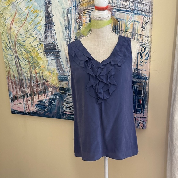 Halogen Navy Ruffle Tank Top - Picture 1 of 2
